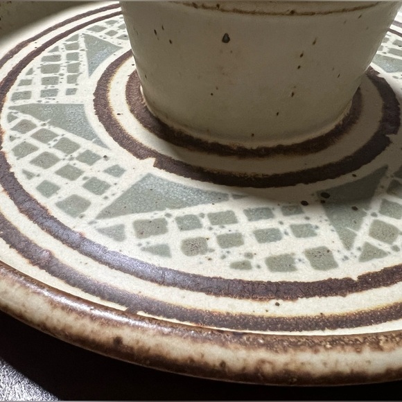 Vintage MCM Signed Rosenbloom Studio Art Pottery Chip and Dip Tray 10” - Picture 7 of 8